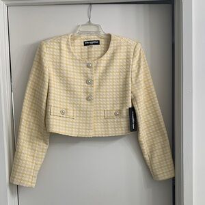 NWT - Karl Lagerfeld Yellow Houndstooth Blazer